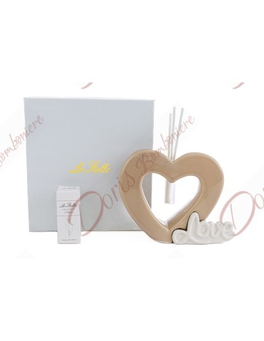 Wedding favors love heart perfumer in two-tone porcelain 12x4x12 cm 55254