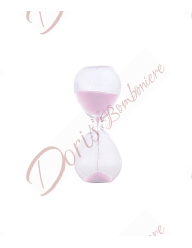 Sanduhr Taufe begünstigt Mädchen Sand rosa Glas Höhe 6 cm Zeit 1 Minute