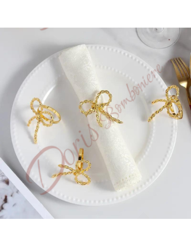 Bow napkin holder in gold metal, gadget for wedding, corporate party event setup