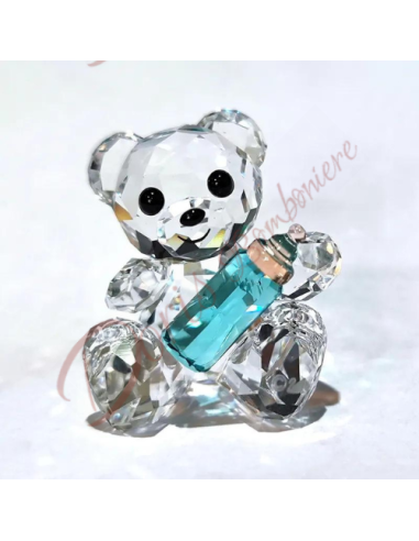 Cadeaux en cristal pour le baptême de bébé garçon, ours en peluche en cristal avec biberon