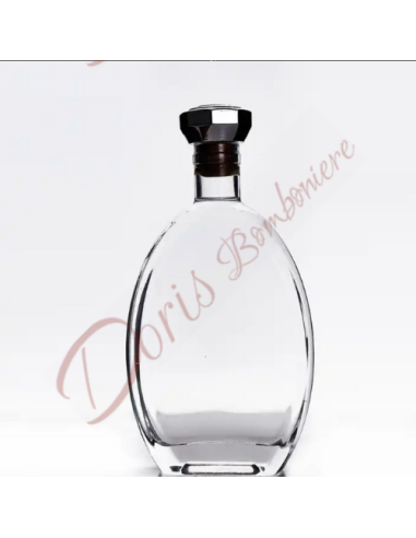 Personalized or neutral empty bottle favor for spirits in particular shape glass