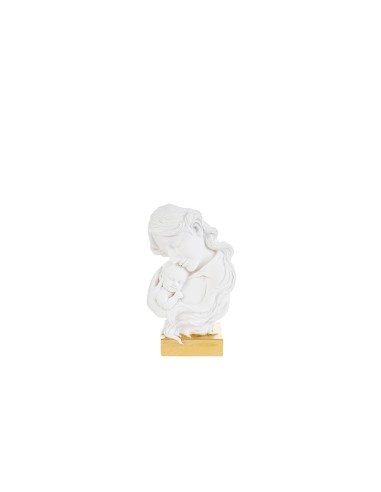 Bonbons de baptême homme ou femme, maternité, femme avec enfant, base blanc sur or 12,5x6,5x20,5