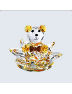 Favor for baptism communion male or female crystal lotus flower with yellow teddy bear