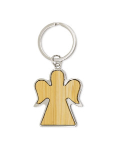 Porte-clés élégant en bois et bambou pour baptême, communion, confirmation et naissance