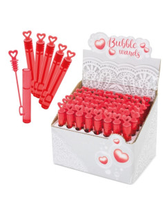 Red Soap Bubble Vials with Romantic Heart 48 Pieces for Weddings and Parties