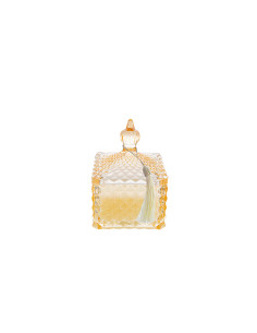 Elegant wedding favor, amber colored scented candle in glass potica 8x8x12 cm