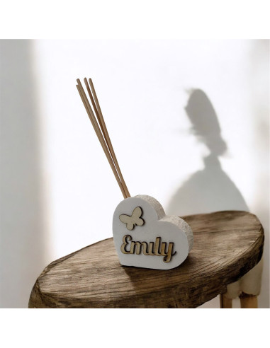 Marmorino Diffuser with Wooden Butterfly and Personalized Name Favor Idea