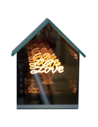 Lampe Bomboniera Arredo Maison en Verre Fumé avec Lumière Love