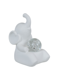 White Elephant Seated Favor with LED Sphere Perfect for Baptism Communion and Confirmation