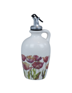 Wedding Favor Oil Bottle with Handle in Porcelain and Tulips Elegance and Utility