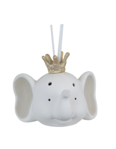 Elephant baptism favor with gold crown led and air freshener cm 12x9x10