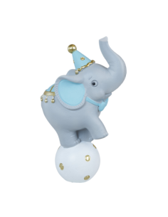 Bonbonnière baptême naissance bébé éléphant cirque bleu clair sur ballon cm 6x6x13,2